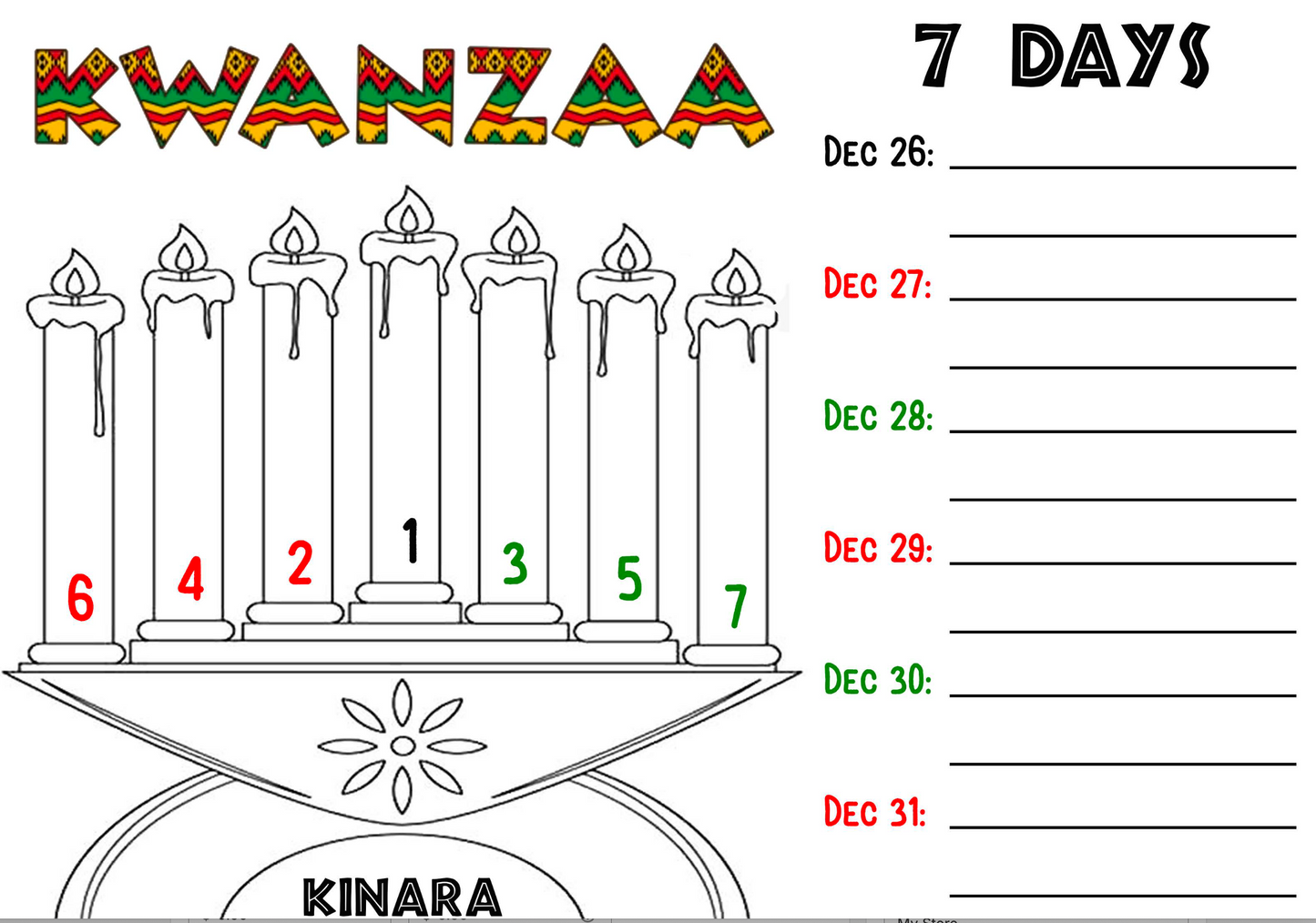 FREE Kwanzaa Activity and Coloring Page | Grades K-5