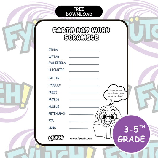 Earth Day Word Scramble Challenge| Grades 3-8